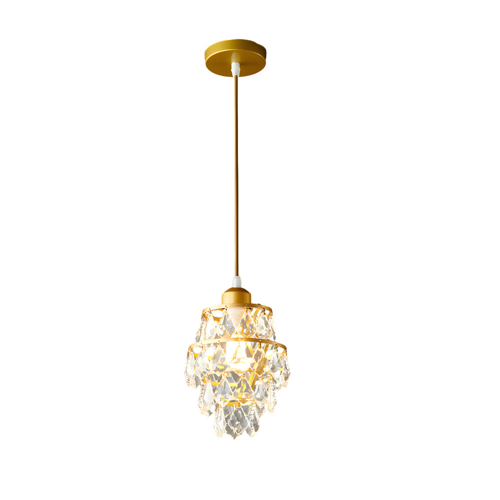 Aurélia – Mini Lustre Cristal Moderne Or et Noir Salon