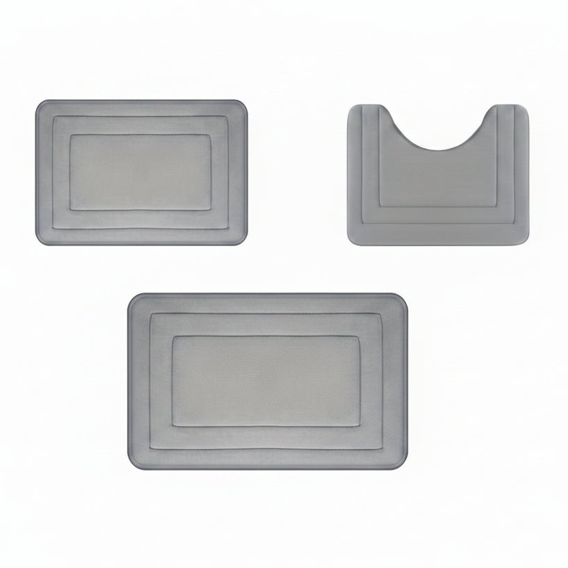 Tapis de Bain Polyester Gris 40x60 cm – Absorbant, Antidérapant, Tricoté