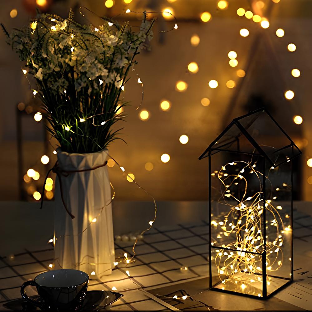 Guirlande lumineuse solaire LED blanc chaud extérieur jardin IP65 étanche design moderne