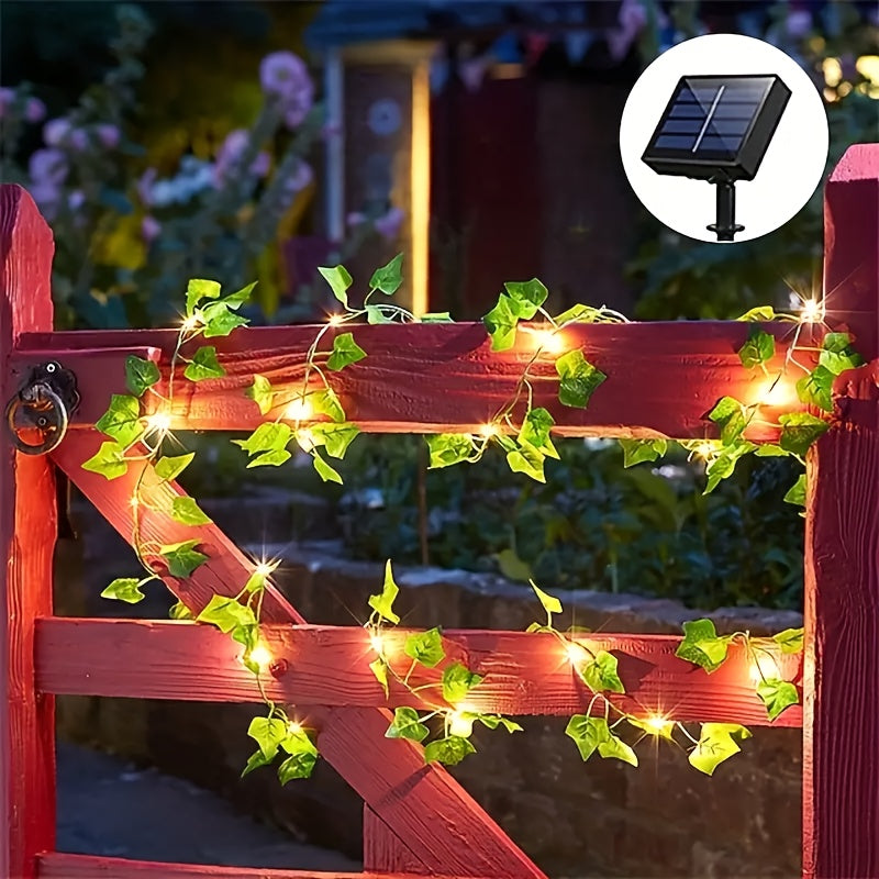 Guirlande Lumineuse Solaire Lierre Plastique Vert 7 m – 50 LED, 8 Modes, Extérieur