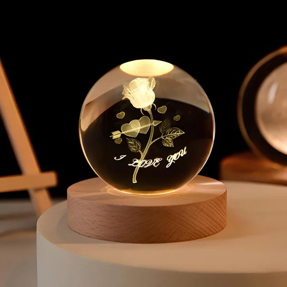 Boule Lumineuse Cristal – Lampe LED Colorée pour Chambre