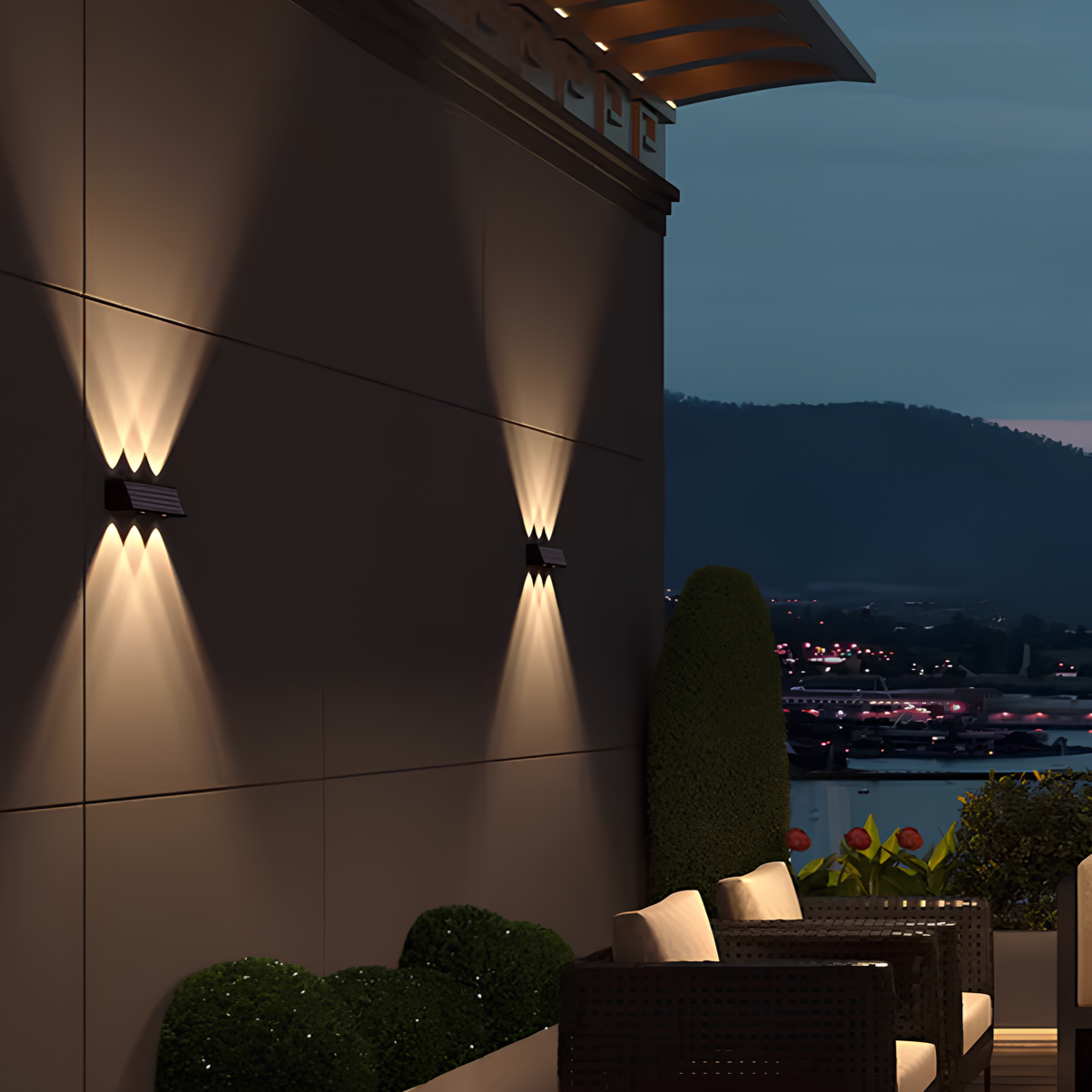 Applique murale solaire LED blanc chaud extérieur jardin IP65 aluminium moderne
