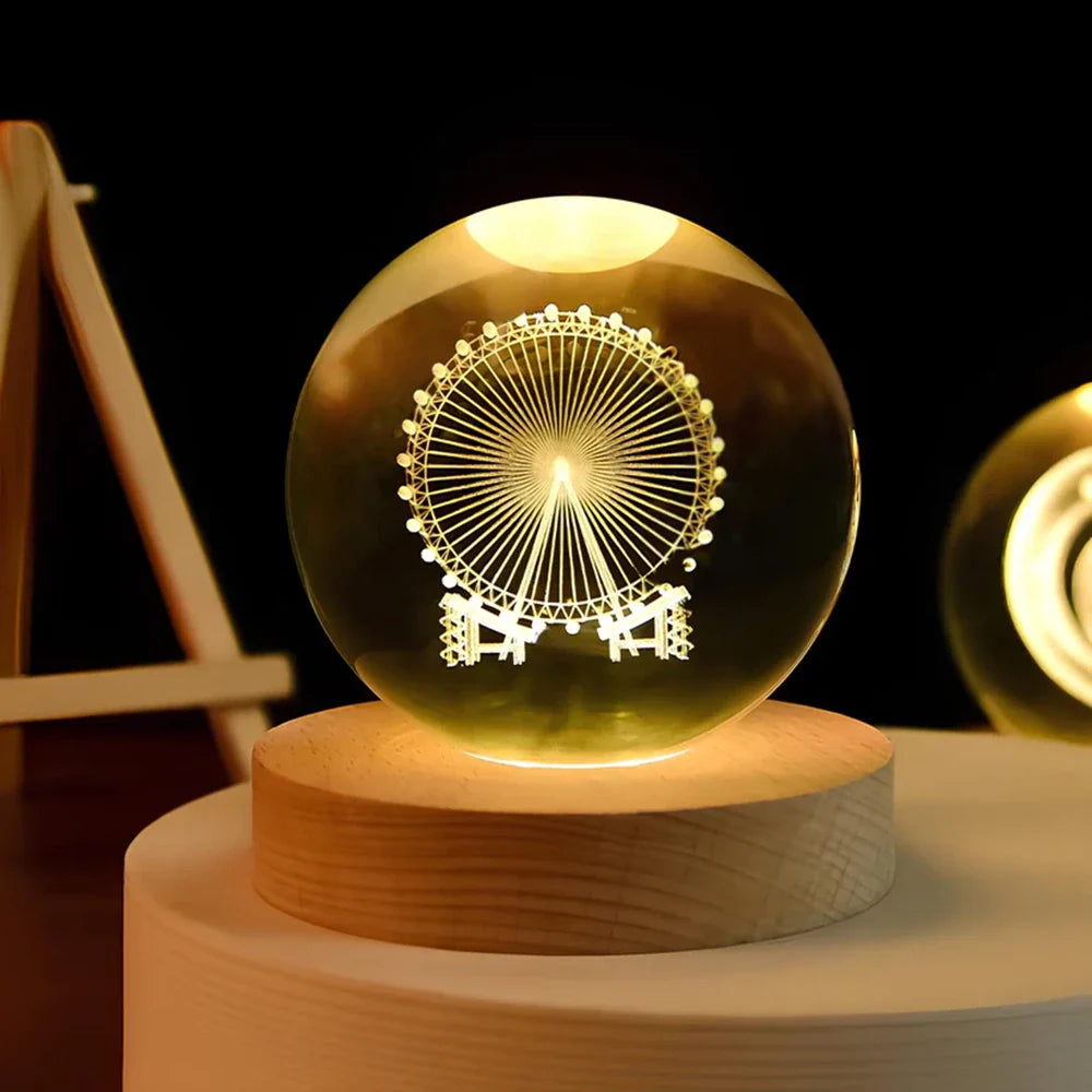 Boule Lumineuse Cristal – Lampe LED Colorée pour Chambre