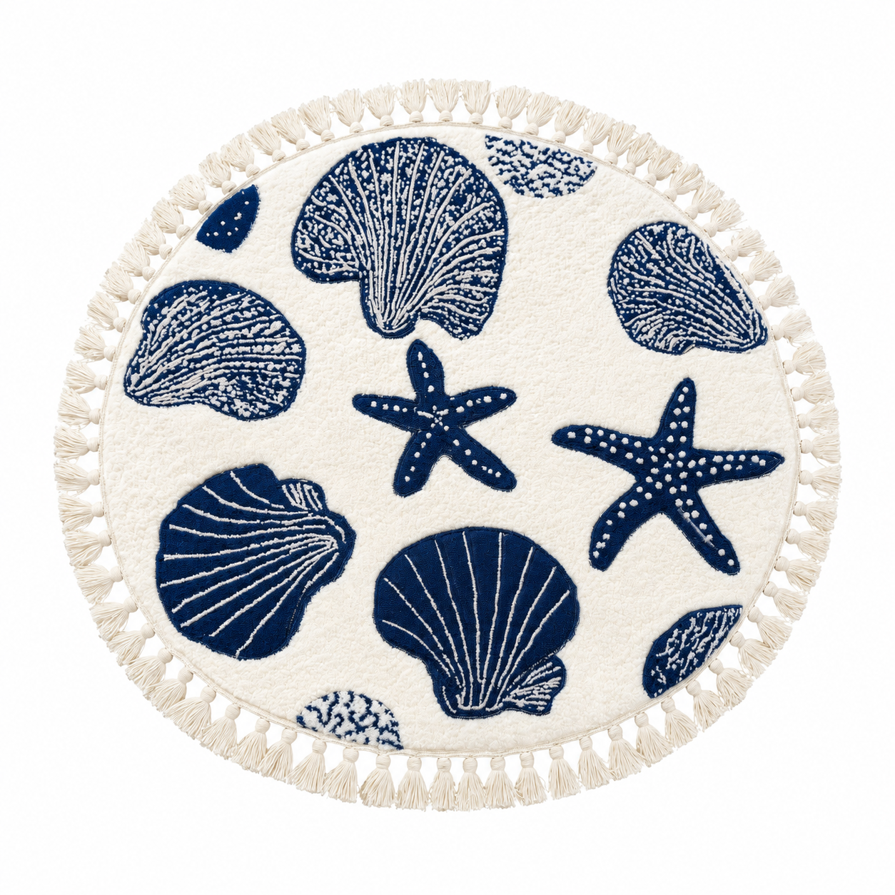 Serviette de Plage Ronde Éponge Bleu Ø150 cm – Séchage Rapide, Format Rond, Utilisation Polyvalente