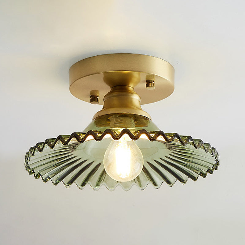 LumoVerde – Plafonnier Semi-Encastré Verre Cannelé Vert Salon