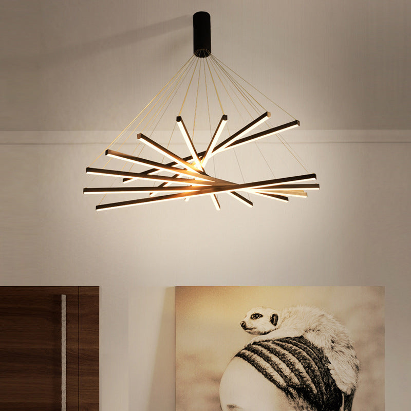 LumoNoir – Suspension LED Minimaliste Métal Moderne Lobby