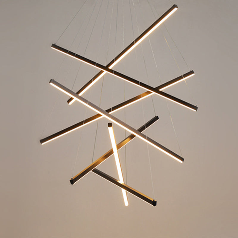 LumoNoir – Suspension LED Minimaliste Métal Moderne Lobby
