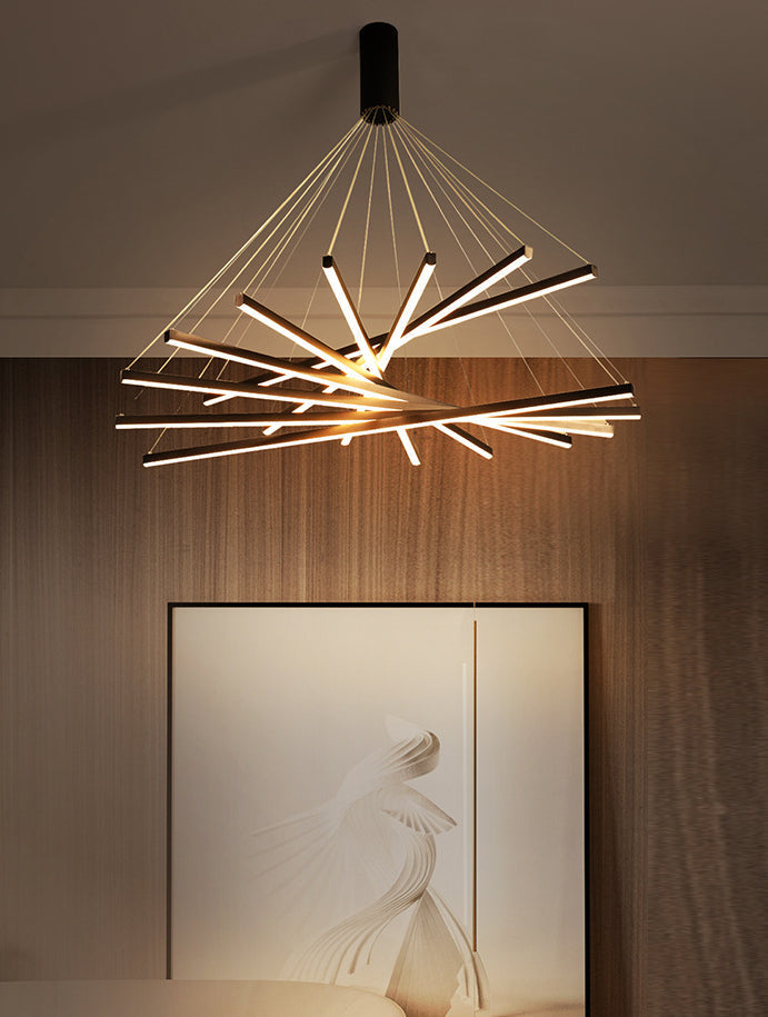LumoNoir – Suspension LED Minimaliste Métal Moderne Lobby