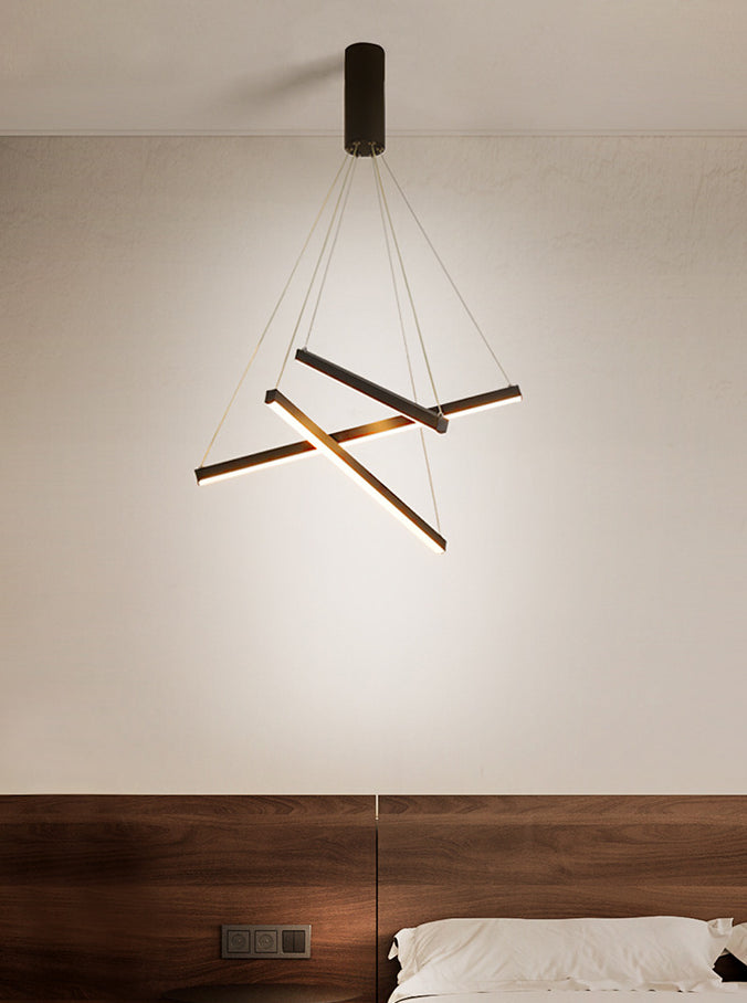 LumoNoir – Suspension LED Minimaliste Métal Moderne Lobby
