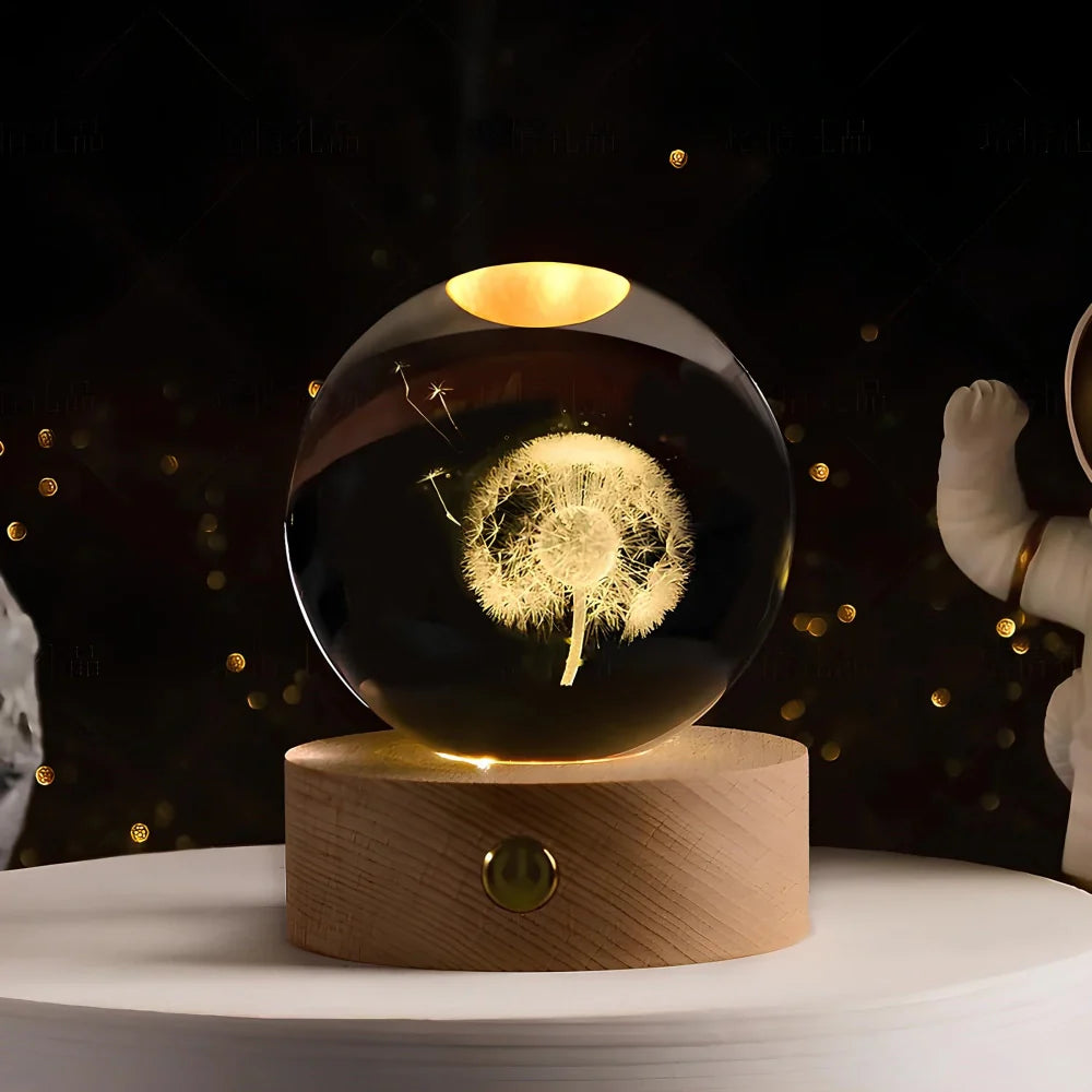 Boule Lumineuse Cristal – Lampe LED Colorée pour Chambre