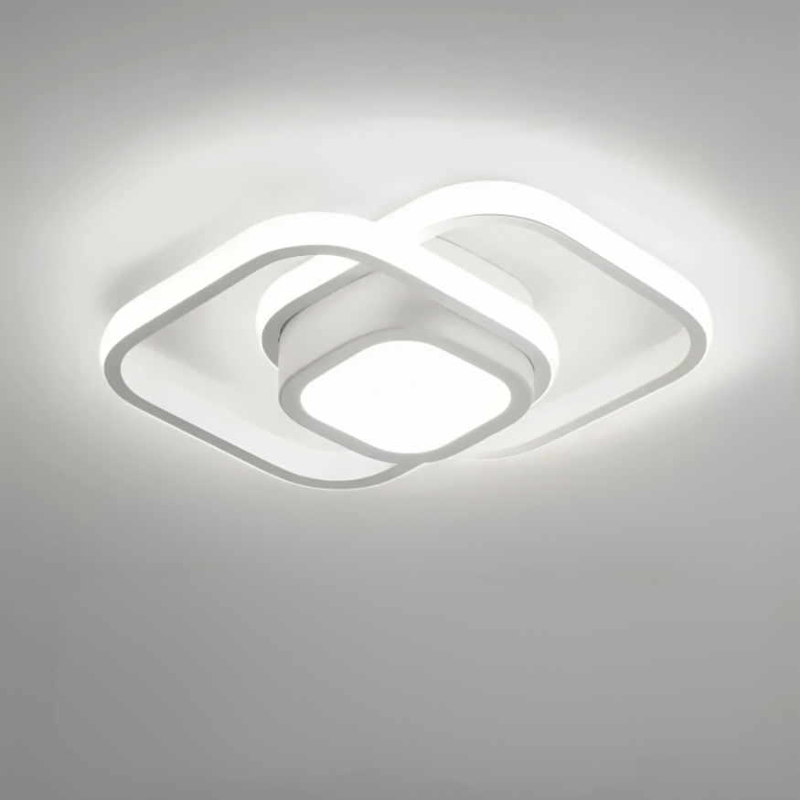 Orbis – Plafonnier LED Double Anneau Moderne Blanc Salon