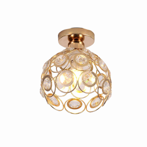 LumaAurora – Plafonnier Cristal Luxe Finition Dorée Salon/Hall