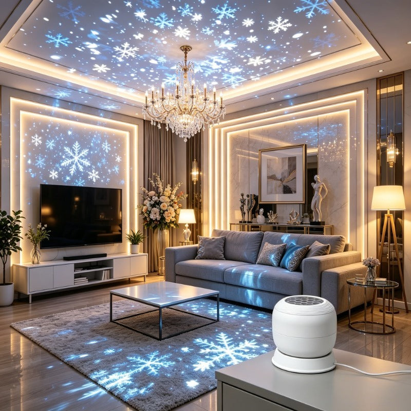 Projecteur LED Flocon de Neige Moderne – Rotation à 360°, USB, Lumière Douce