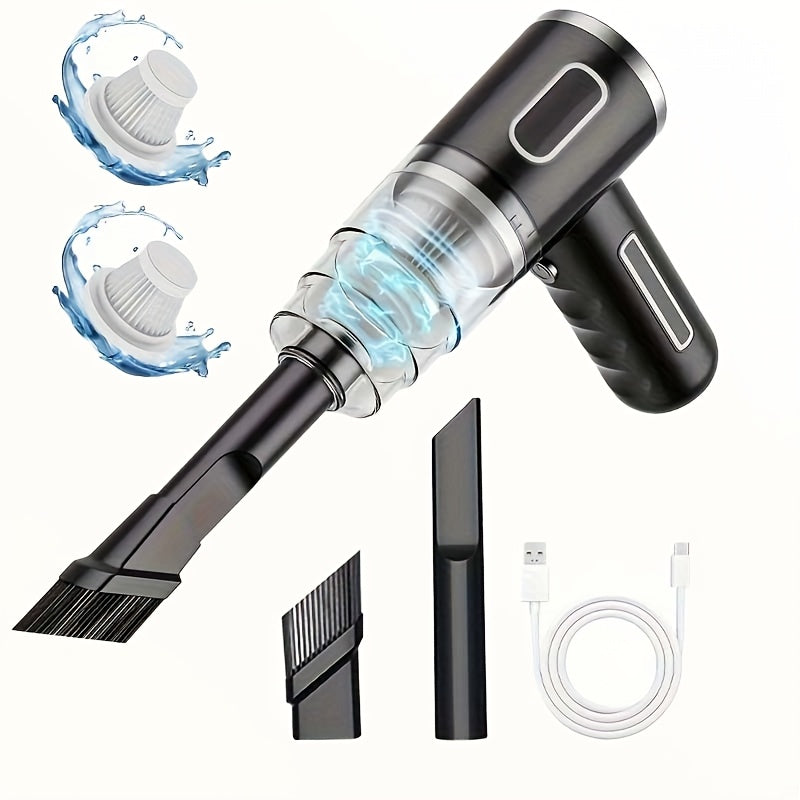 Aspirateur à Main Sans Fil ABS Noir 15 cm – Aspiration Puissante, Recharge USB, Multiusage