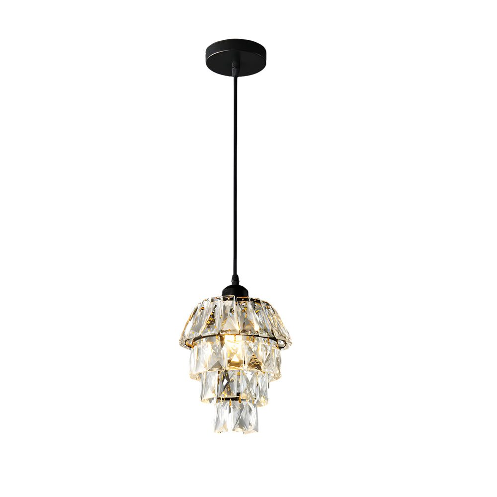 Aurélia – Mini Lustre Cristal Moderne Or et Noir Salon
