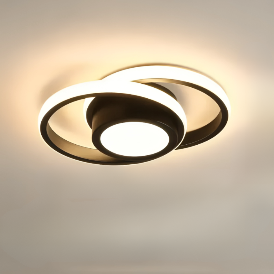 Orbis – Plafonnier LED Double Anneau Moderne Blanc Salon