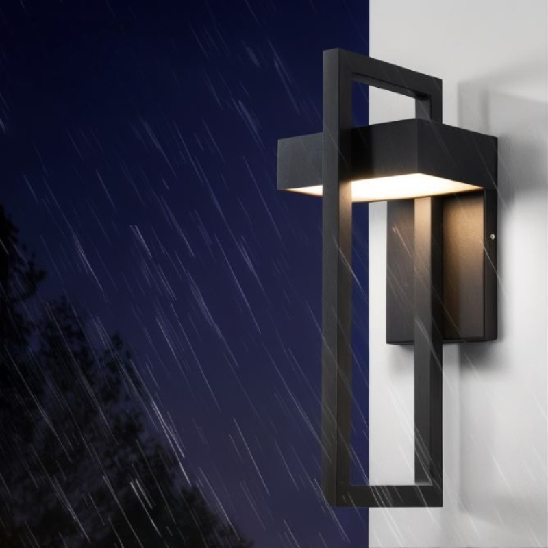 TwilightLux – Applique murale extérieure LED moderne, noir, jardin