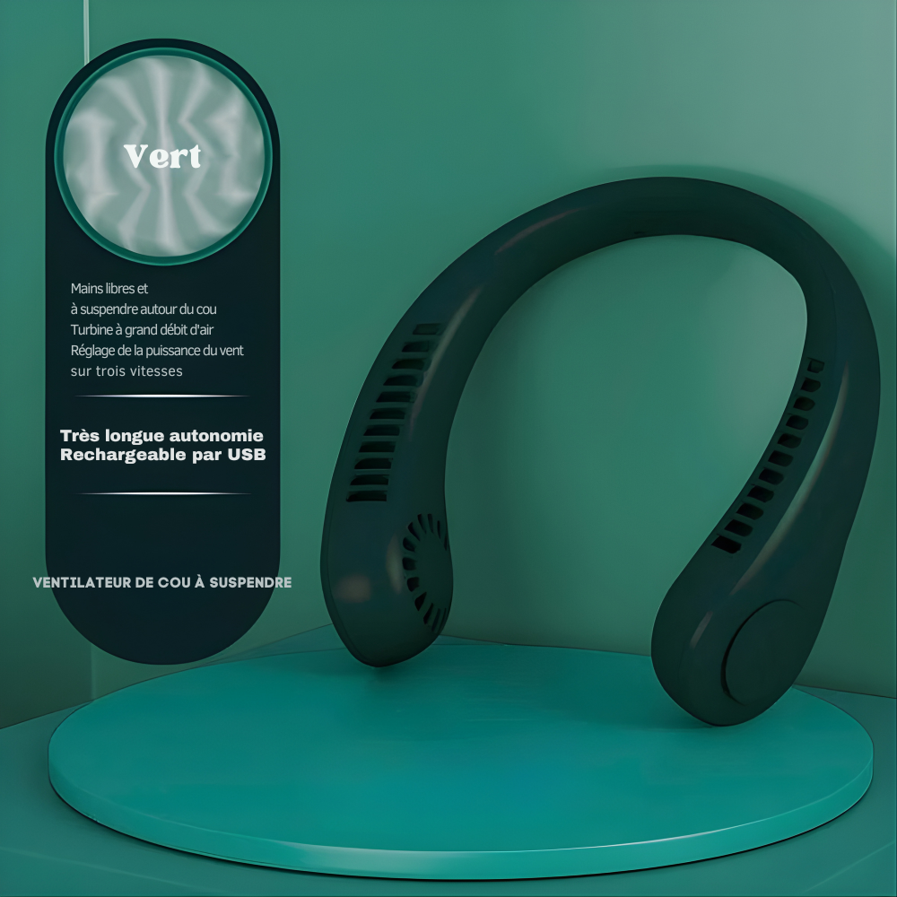 Ventilateur de Cou Portable | Ventilateur Mains Libres Rechargeable USB avec Vitesses Réglables