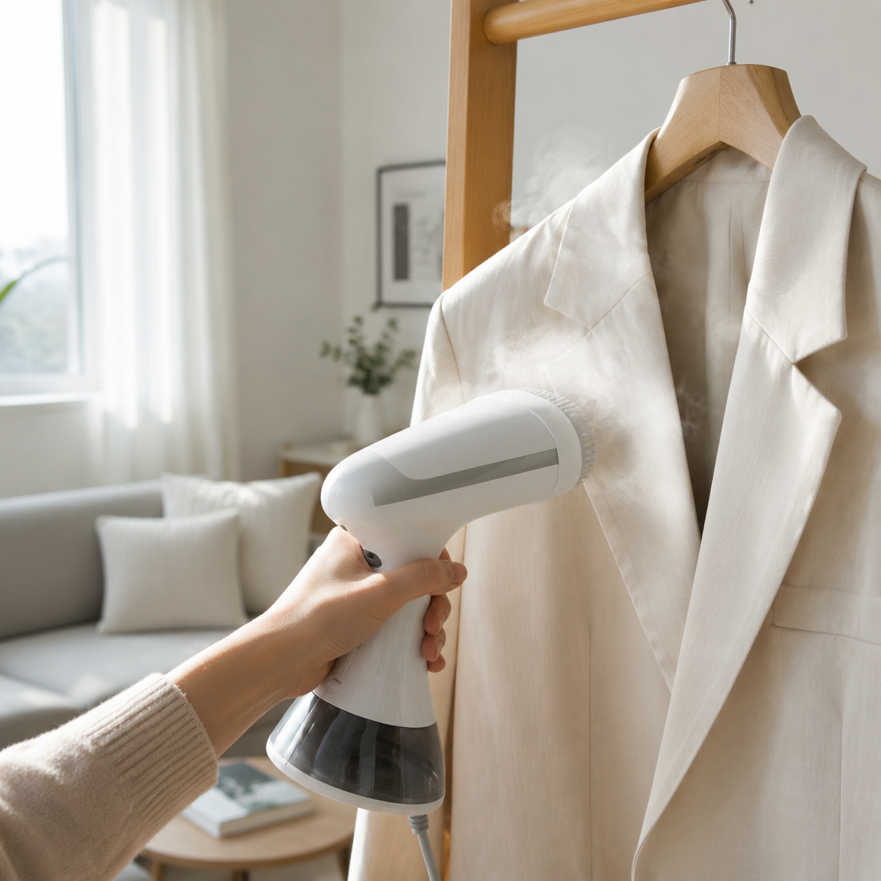 Défroisseur Vapeur Vertical ABS Blanc 29 cm – Chauffe en 20 s, Réservoir 335 ml, Vapeur Continue