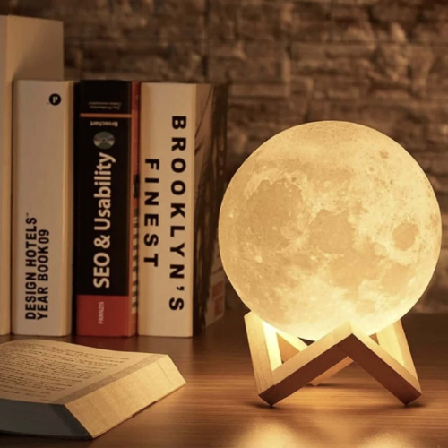 LumiLune – Lampe LED Lune Moderne Blanche pour Intérieur