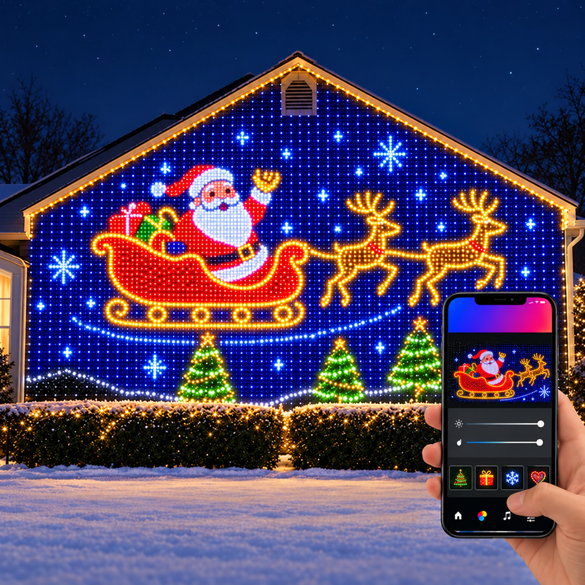 Rideau Lumineux LED Pixel RGB Intelligent | Éclairage Contrôlé par Application pour Décoration Extérieure