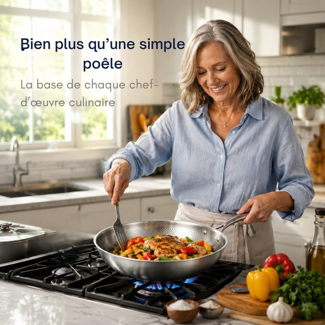 Poêle Wok Titane 32cm – Antiadhésive, Cuisson Saine sans Matière Grasse