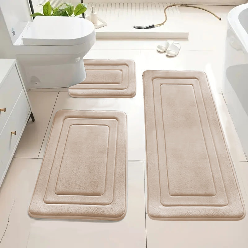 Tapis de Bain Polyester Gris 40x60 cm – Absorbant, Antidérapant, Tricoté