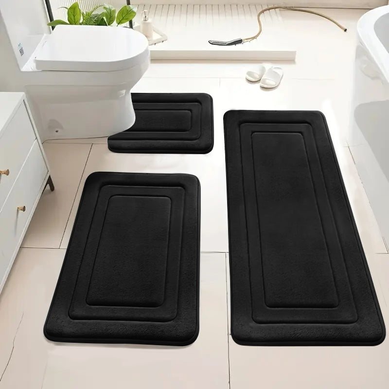 3-Pack Ultra Absorbent Bath Mats | Non-Slip Bathroom Rugs, Soft and Comfortable Polyester, Rectangle Shape, Machine Made, Universal Holiday Use