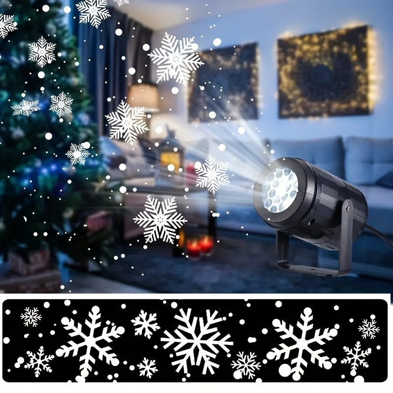 Lampe de projection de flocons de neige en plastique – Rotative, Fonctionnement USB, Inclinaison réglable