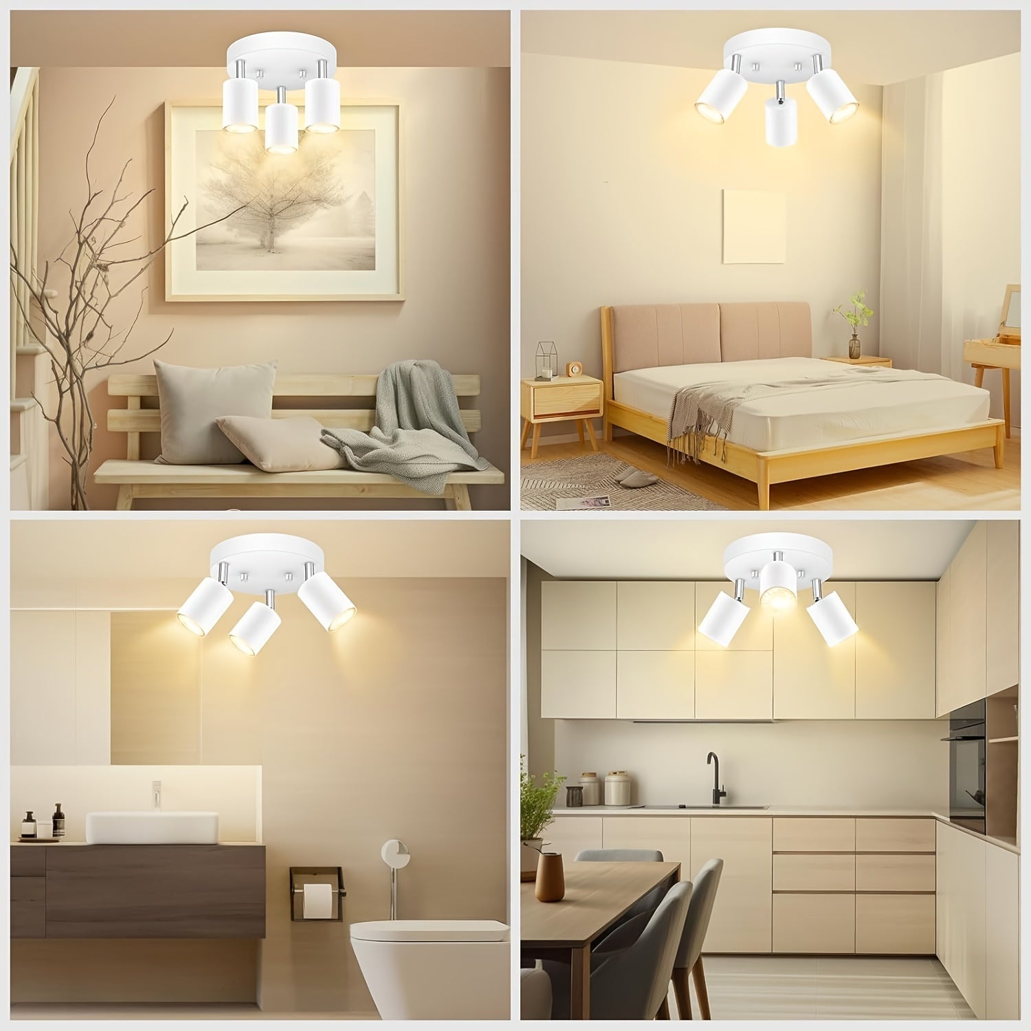 Trivaro – Spot Plafond LED 3 Lumières Orientables Blanc