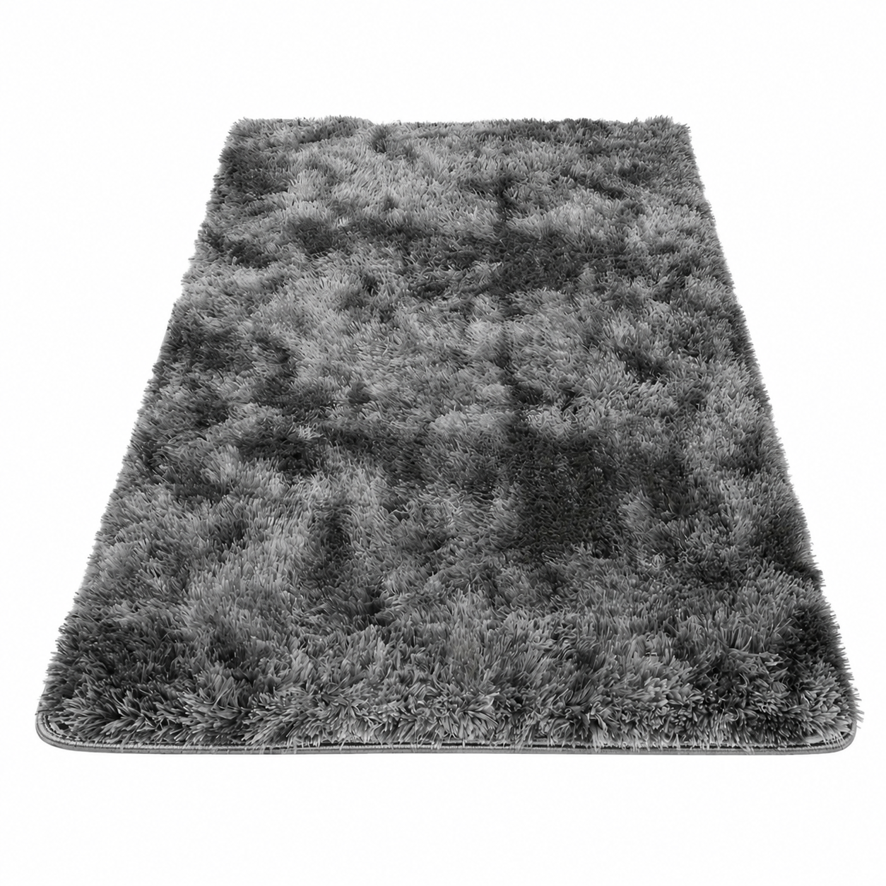 Tapis de Sol Shaggy Polyester Gris 60x90 cm – Antidérapant, Fibres Fines, Lavage Main