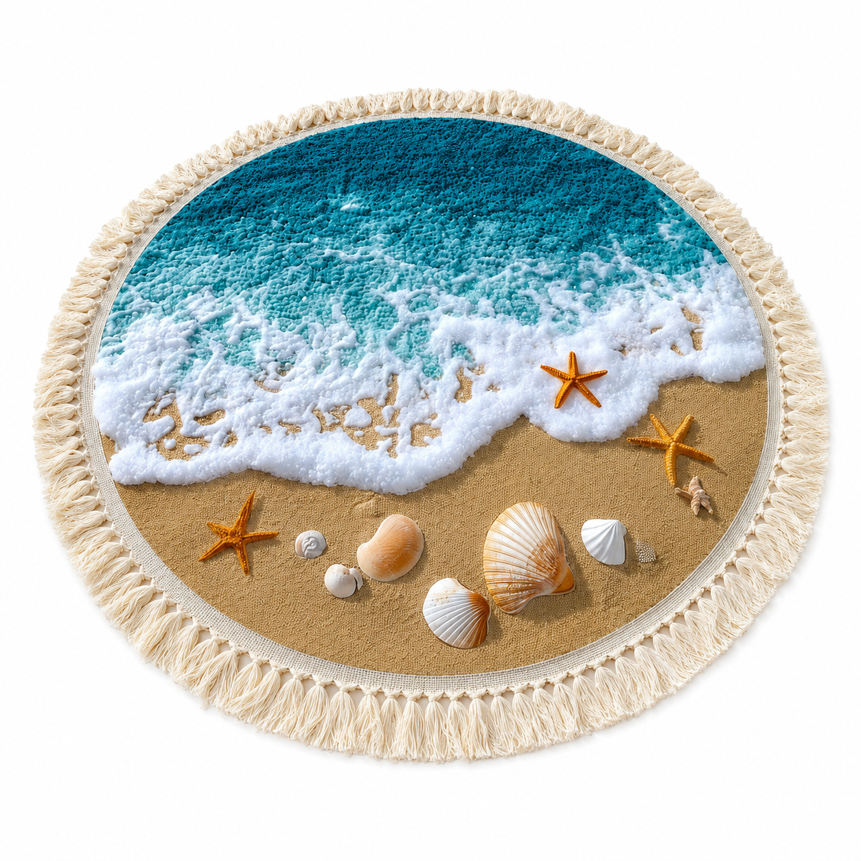 Serviette de Plage Ronde en Éponge Bleu Ø150 cm – Séchage Rapide, Forme Ronde, Multiusage