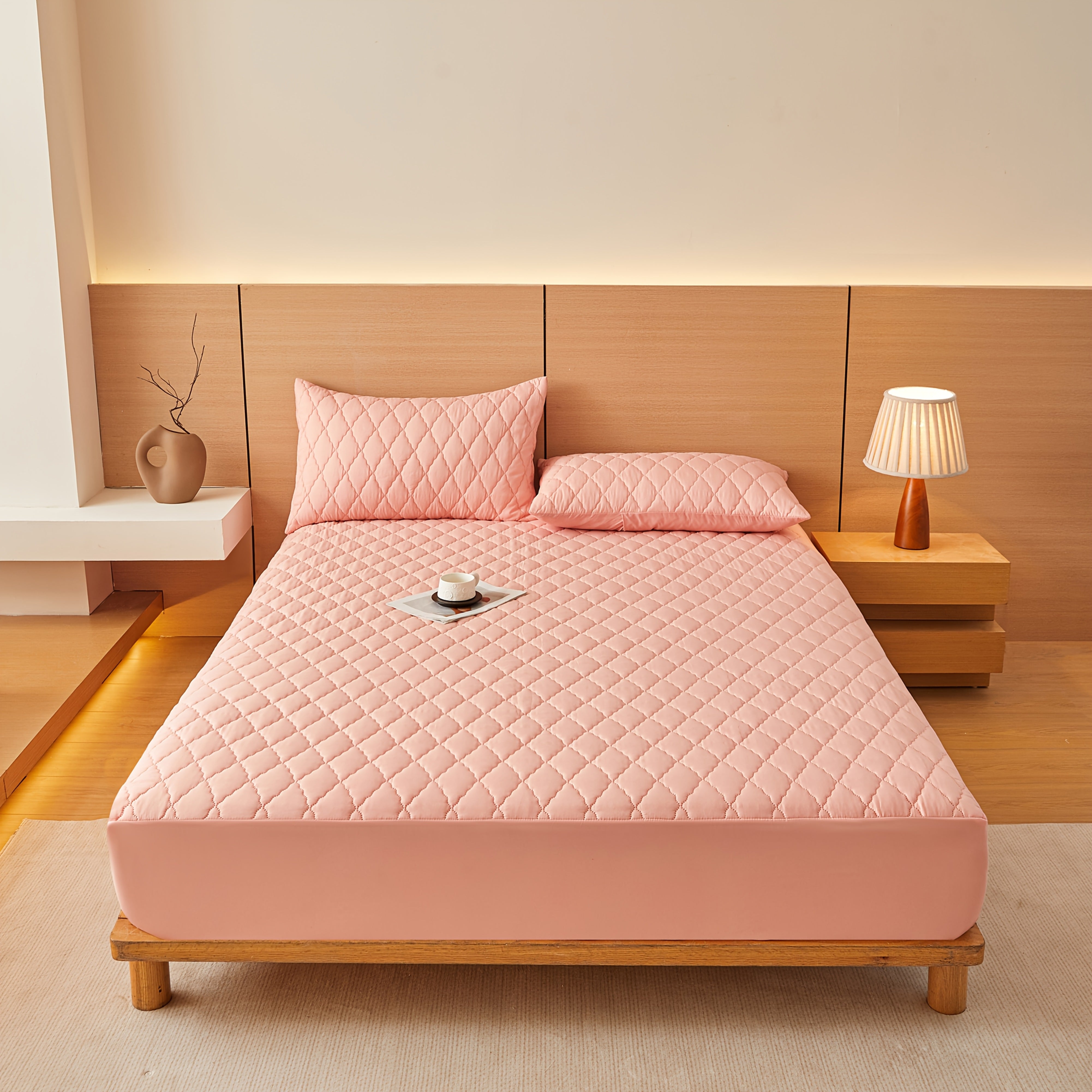 Housse de Matelas Matelassée Polyester Blanche 160 × 200 cm – Face Supérieure Imperméable, Lavable en Machine, Maintien Semi-Couvert