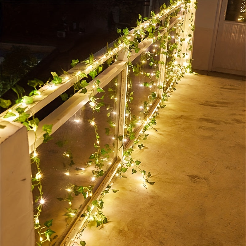 Guirlande Lumineuse Solaire Lierre Plastique Vert 7 m – 50 LED, 8 Modes, Extérieur
