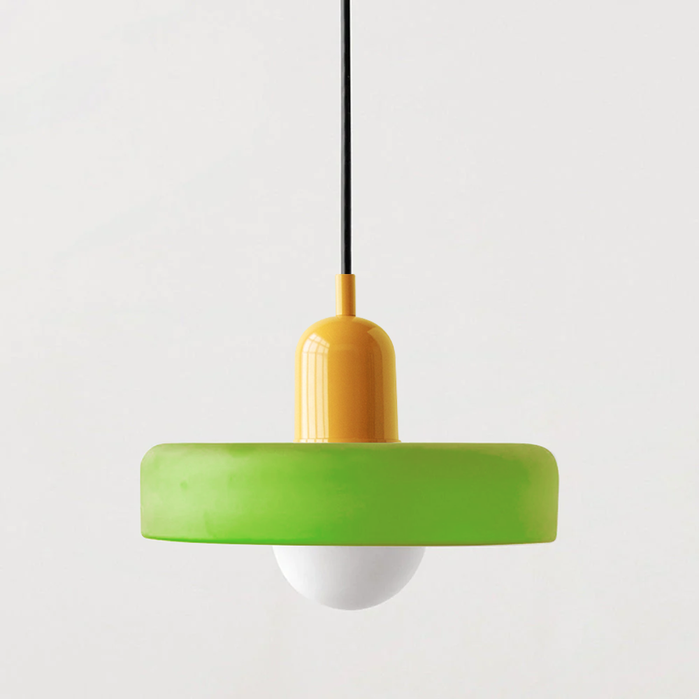 LuminoBau – Suspension Bauhaus en Verre Coloré, Design Moderne, Intérieur