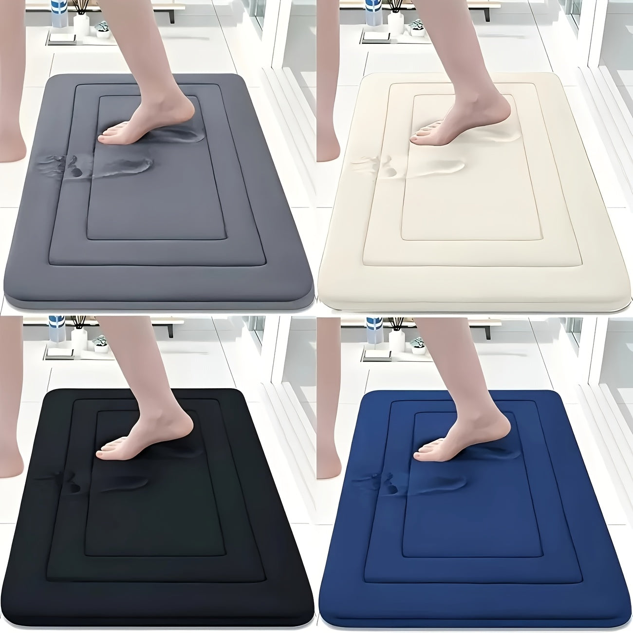 Tapis de Bain Vintage Polyester Gris 120 cm – Absorbant, Antidérapant, Lavable
