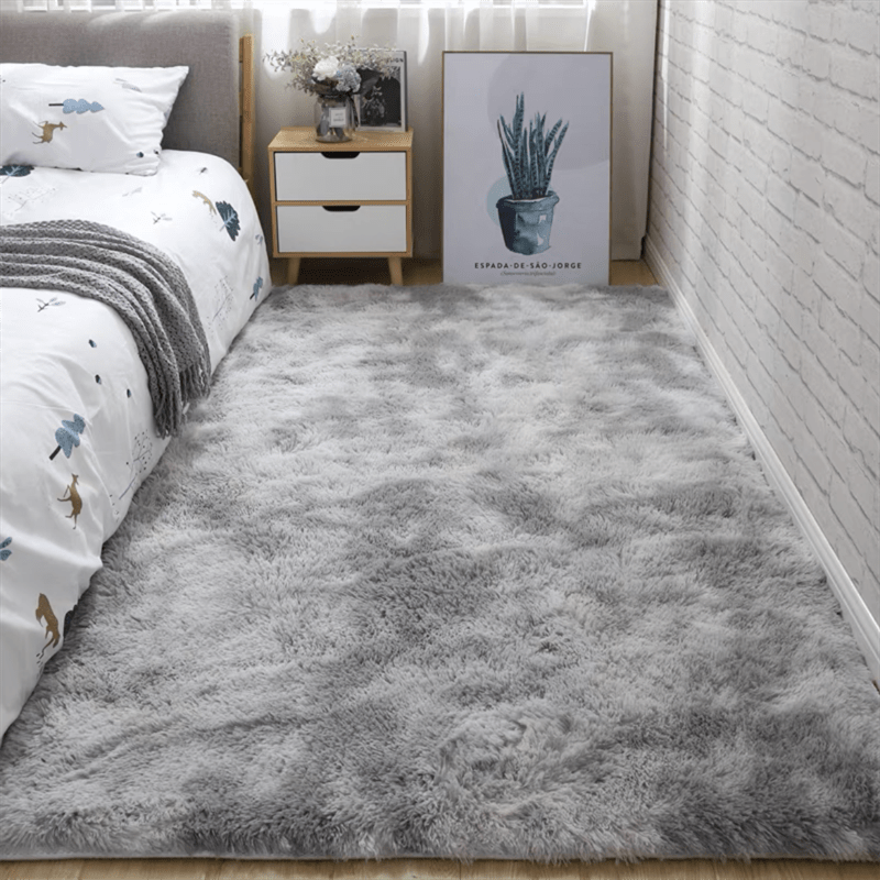 Tapis de Sol Shaggy Polyester Gris 60x90 cm – Antidérapant, Fibres Fines, Lavage Main