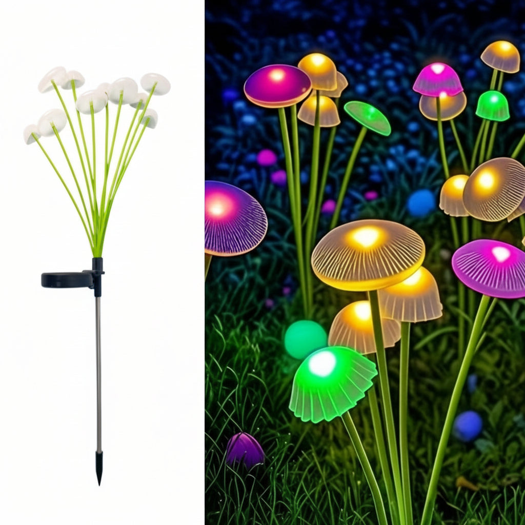 Lampes Solaires de Jardin Champignon Méduse Plastique 45 cm – LED, IP65, À Planter