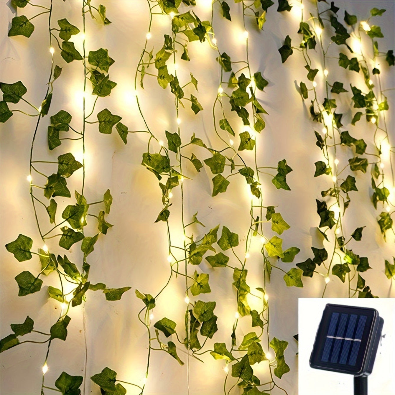 Guirlande Lumineuse Solaire Lierre Plastique Vert 7 m – 50 LED, 8 Modes, Extérieur