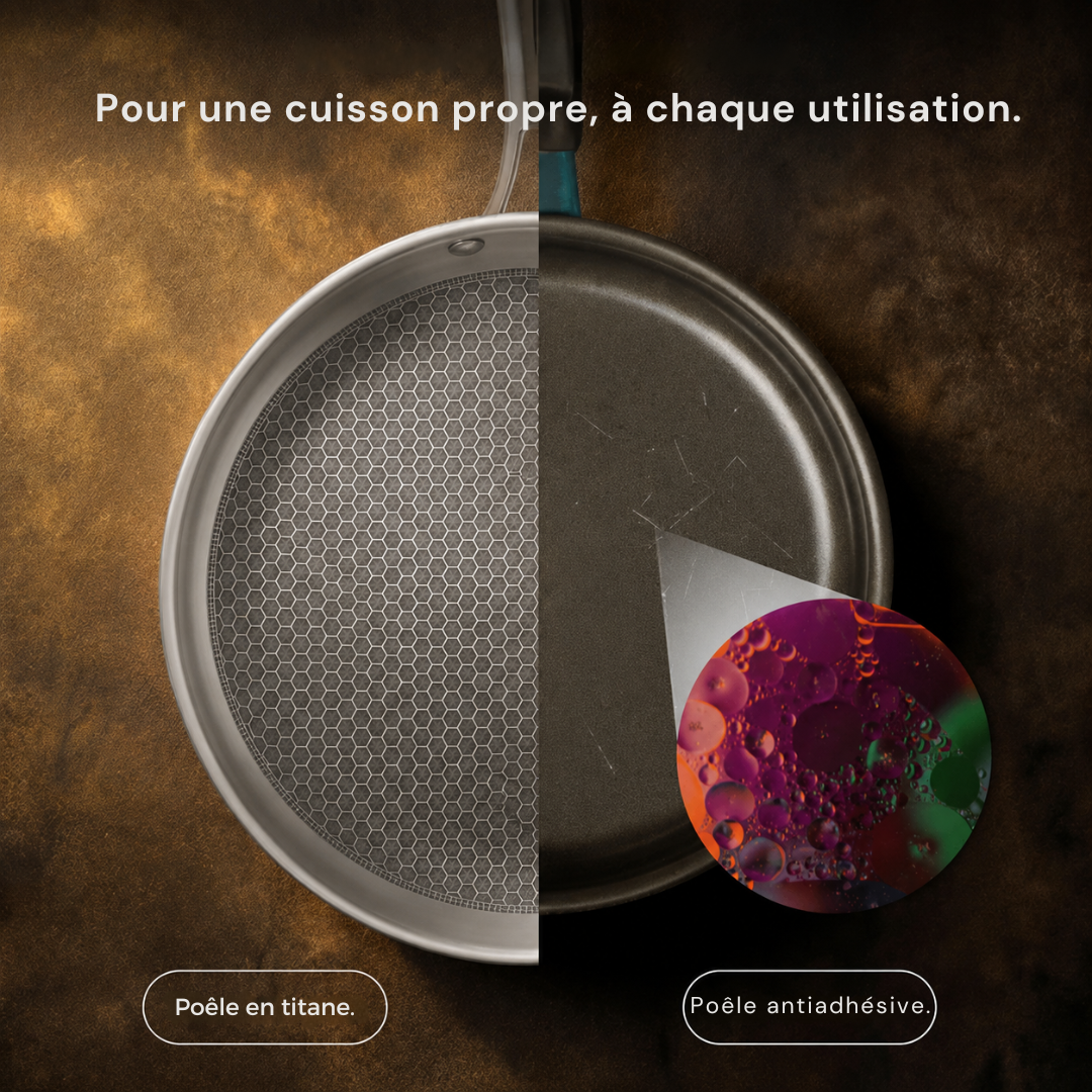 Poêle à Frire en Titane | Antiadhésive, Durable et Facile à Nettoyer