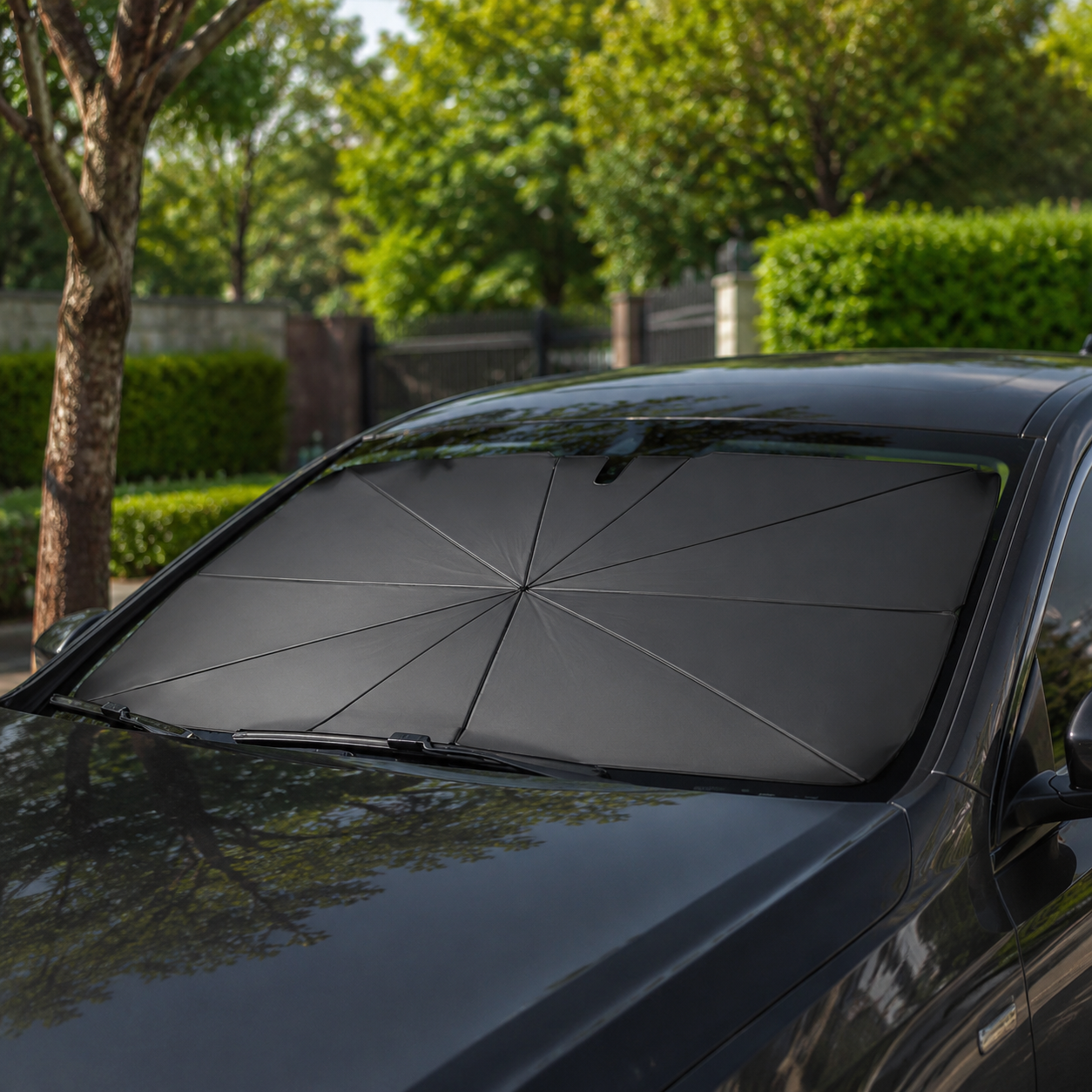 Pare-soleil voiture thermique alliage titane argent Ø140 cm – Roulable, Occultant, Réfléchissant