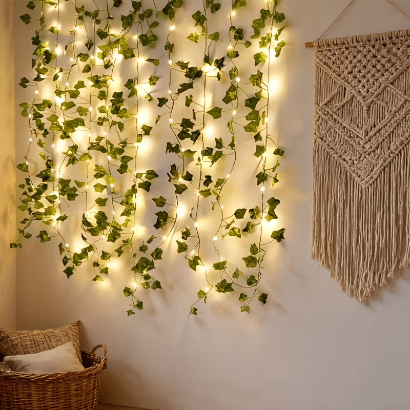 Guirlande Lumineuse Solaire Lierre Plastique Vert 7 m – 50 LED, 8 Modes, Extérieur
