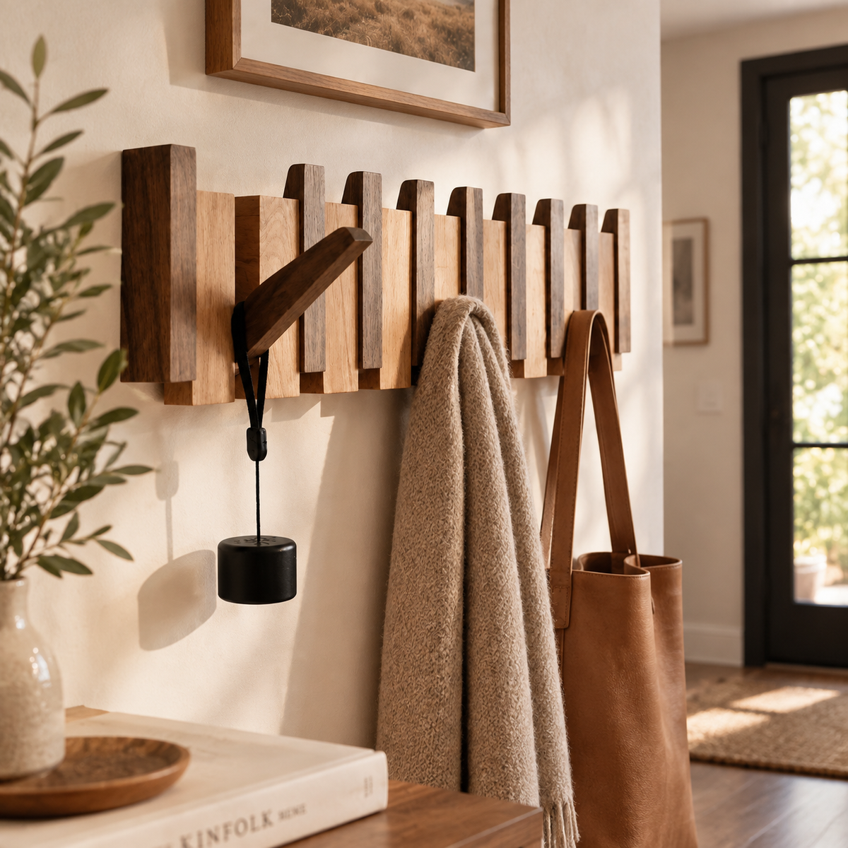 Porte Manteau Mural Bois Massif, Design Inspiré Piano