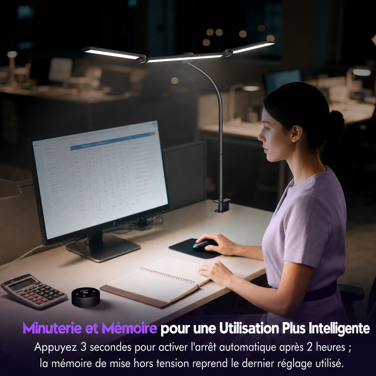 Lampe de bureau pliable - Capteur de mouvement radar, Double éclairage avant et arrière
