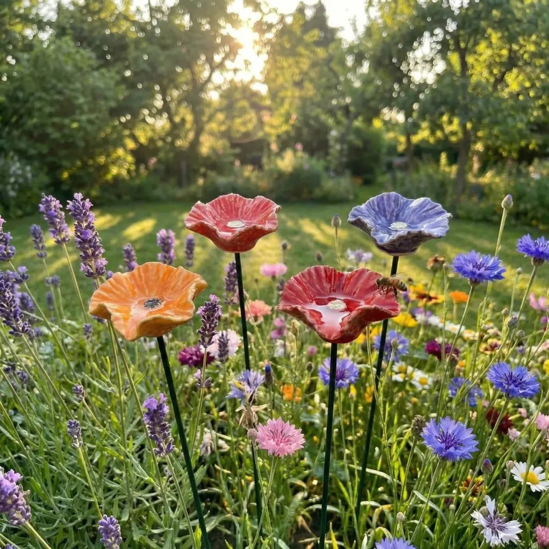 Abreuvoirs pour abeilles | Fleurs en céramique faites à la main, Résistants aux intempéries, Ensemble de 4 3