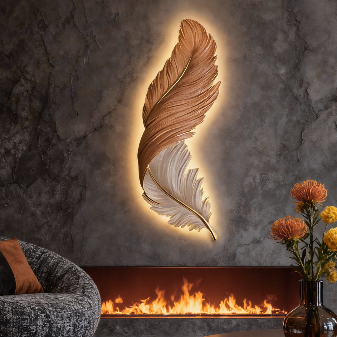 Applique Murale Design | Plumes, LED avec Télécommande USB 5