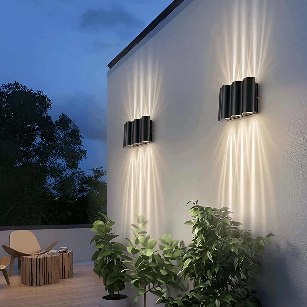 Applique Murale Extérieur | Aluminium Ondulé, Éclairage LED Haut-Bas 3