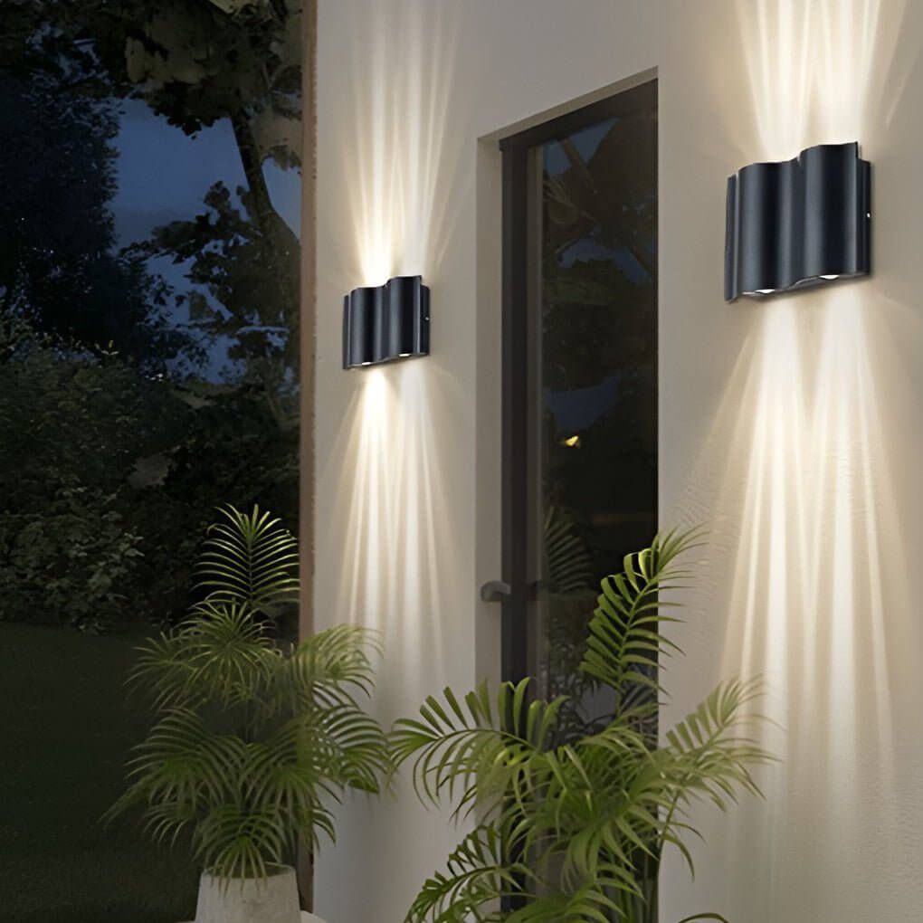 Applique Murale Extérieur | Aluminium Ondulé, Éclairage LED Haut-Bas 6
