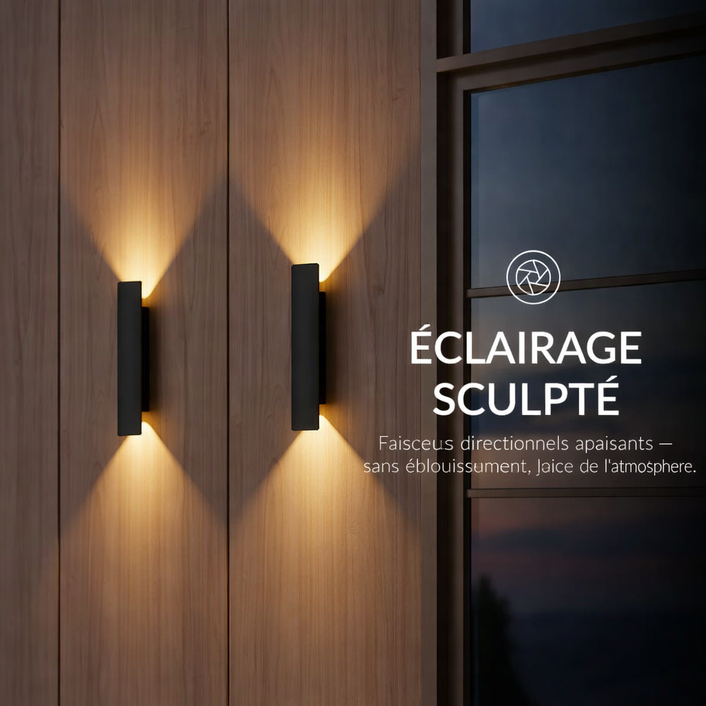Applique murale LED aluminium étanche IP65 éclairage up down design moderne façade terrasse entrée