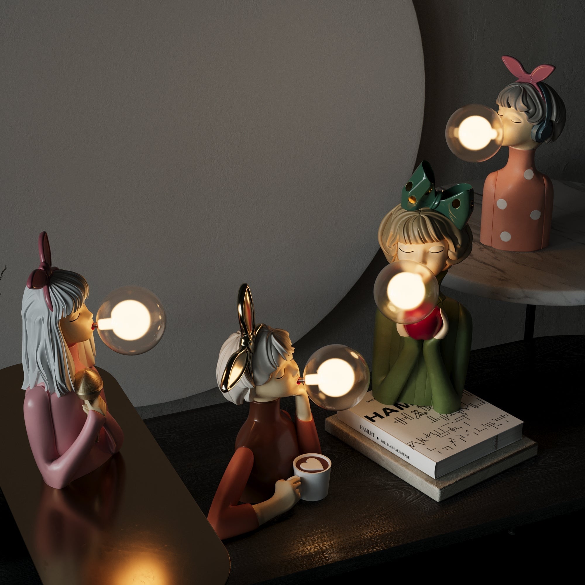 Lampe de Table Artisanale Blanche au Style Moderne pour Salon